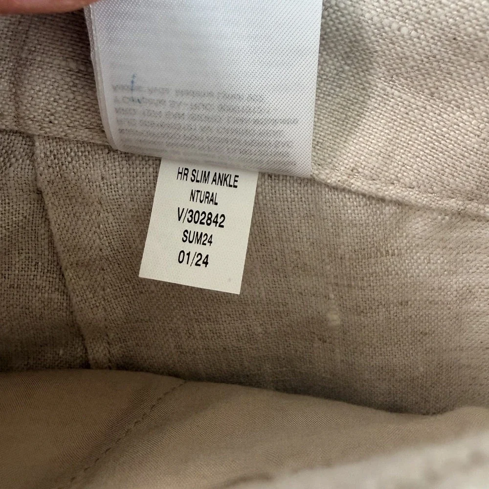 Banana Republic High Rise Slim Ankle 100% Linen Trousers 2 Minimalist NWOT $110